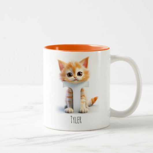 Letter T Cat Alphabet Monogram Coffee Tasse (Rechts)
