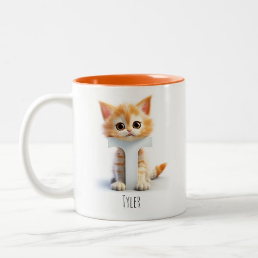 Letter T Cat Alphabet Monogram Coffee Tasse (Links)