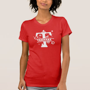 Letter T Christmas Monogram, Anfangsname Red T-Shirt