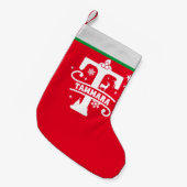 Letter T Christmas Monogram, Anfangsname Red White Kleiner Weihnachtsstrumpf (Vorderansicht (hängend))