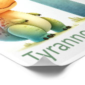 Letter T, Dinosaur Alphabet Watercolor Poster (Ecke)
