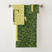 Letter T dunkelgrün und gelb Freihandtuch Badhandtuch Set (Insitu)