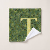 Letter T dunkelgrün und gelb Freihandtuch Badhandtuch Set (Waschlappen)