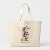 Letter T Elegant Floral Gold Monogram Jumbo Stoffbeutel (Vorne)