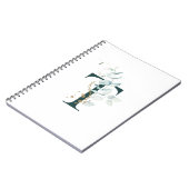 Letter T Eukalyptus and Gold Mit Monogramm Noteboo Notizblock (Linke Seite)