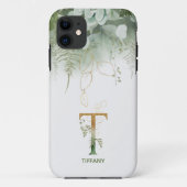Letter T Fern & Succulent Case-Mate iPhone Case (Rückseite)