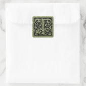 Letter T First Letter Monogram Quadratischer Aufkleber (Tasche)