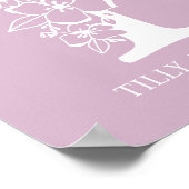 Letter T Floral Monogram Name Kinderzimmer Modern Poster (Ecke)