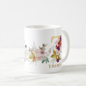 Letter T - Gold Floral Name Schwesterkollege Freun Kaffeetasse (VorderseiteRechts)