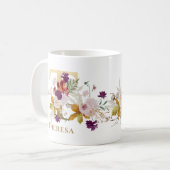 Letter T - Gold Floral Name Schwesterkollege Freun Kaffeetasse (Vorderseite Links)