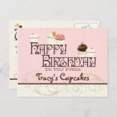 Letter T Happy Birthday Cupcake Business Postcard Postkarte (Vorne/Hinten)