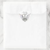 Letter T Initial Monogram mit Angel Wings & Halo Herz-Aufkleber (Tasche)