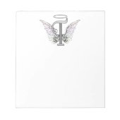 Letter T Initial Monogram mit Angel Wings & Halo Notizblock (Vorderseite)