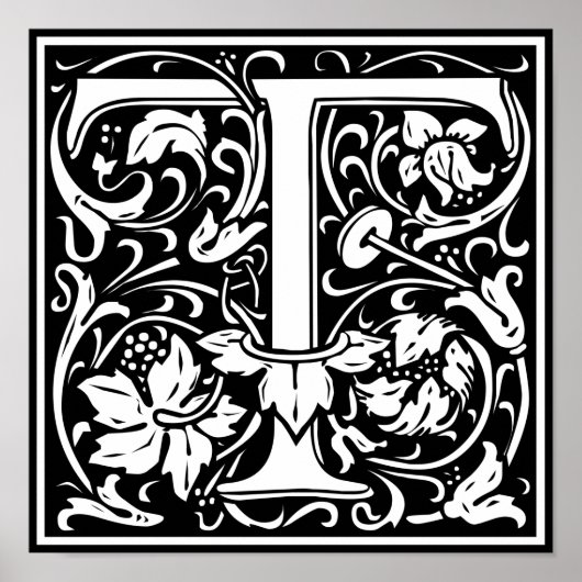 Letter T Medieval Monogram Vintag Initial Poster (Vorne)