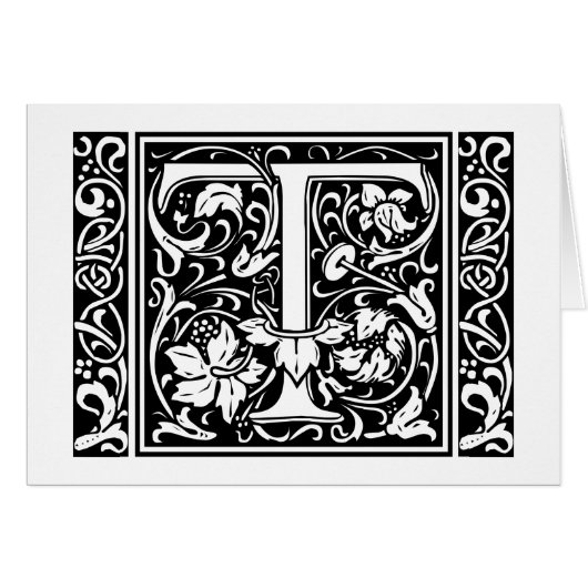 Letter T Mittelalterliches Monogramm Art Nouveau (Vorderseite (Horizontal))