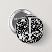 Letter T Mittelalterliches Monogramm Art Nouveau Button (Vorne & Hinten)