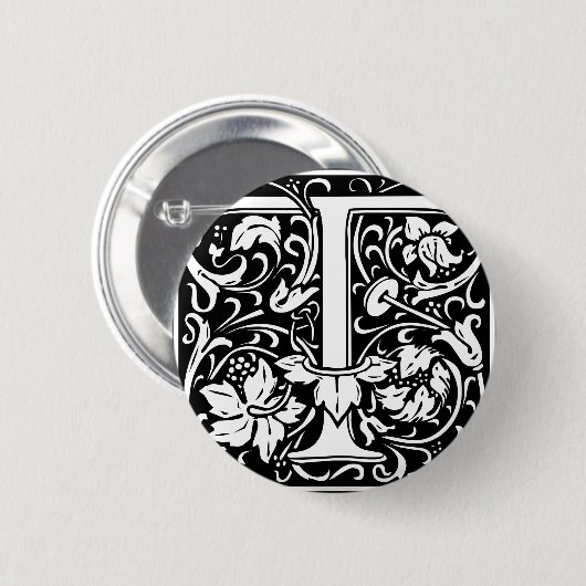 Letter T Mittelalterliches Monogramm Art Nouveau Button (Vorne & Hinten)