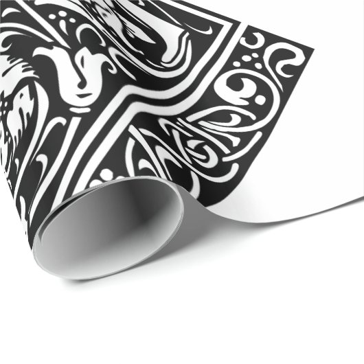 Letter T Mittelalterliches Monogramm Art Nouveau Geschenkpapier (Rolleneckpunkt)