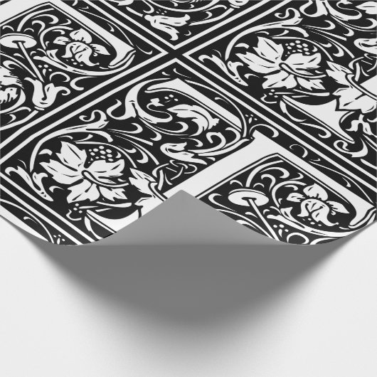 Letter T Mittelalterliches Monogramm Art Nouveau Geschenkpapier (Ecke)