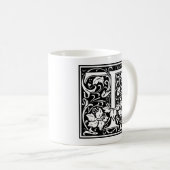 Letter T Mittelalterliches Monogramm Art Nouveau Kaffeetasse (VorderseiteRechts)