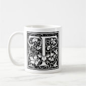 Letter T Mittelalterliches Monogramm Art Nouveau Kaffeetasse (Links)
