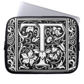 Letter T Mittelalterliches Monogramm Art Nouveau Laptopschutzhülle (Vorderseite)