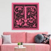Letter T Mittelalterliches Monogramm Art Nouveau Leinwanddruck (Insitu (Wohnzimmer))