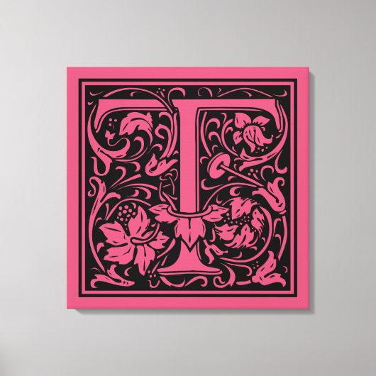 Letter T Mittelalterliches Monogramm Art Nouveau Leinwanddruck (Vorderseite)