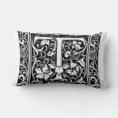 Letter T Mittelalterliches Monogramm Art Nouveau Lendenkissen (Rückseite)