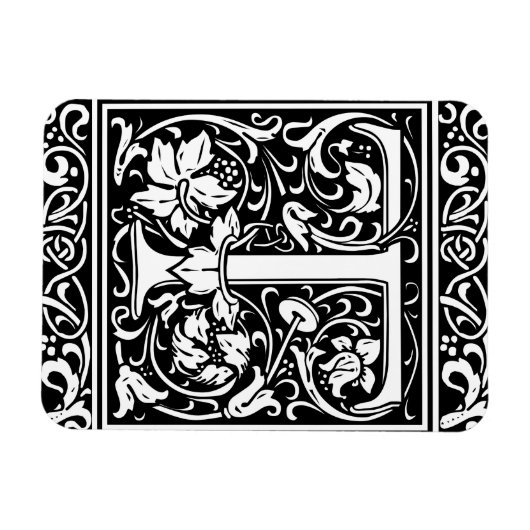 Letter T Mittelalterliches Monogramm Art Nouveau Magnet (Horizontal)