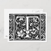 Letter T Mittelalterliches Monogramm Art Nouveau Postkarte (Vorne/Hinten)