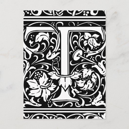 Letter T Mittelalterliches Monogramm Art Nouveau Postkarte (Vorderseite)