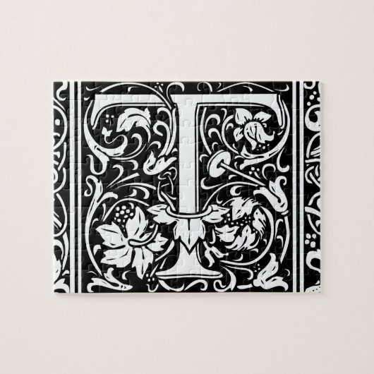 Letter T Mittelalterliches Monogramm Art Nouveau Puzzle (Horizontal)