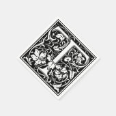 Letter T Mittelalterliches Monogramm Art Nouveau Serviette (Ecke)