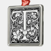 Letter T Mittelalterliches Monogramm Art Nouveau Silbernes Ornament (Links)