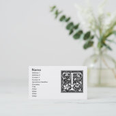 Letter T Mittelalterliches Monogramm Art Nouveau Visitenkarte (Stehend Vorderseite)