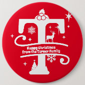 Letter T Monogram Anfangsname Familienname Gruß Button (Vorderseite)