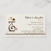 Letter T Monogram Desserery Business Cards Visitenkarte (Rückseite)