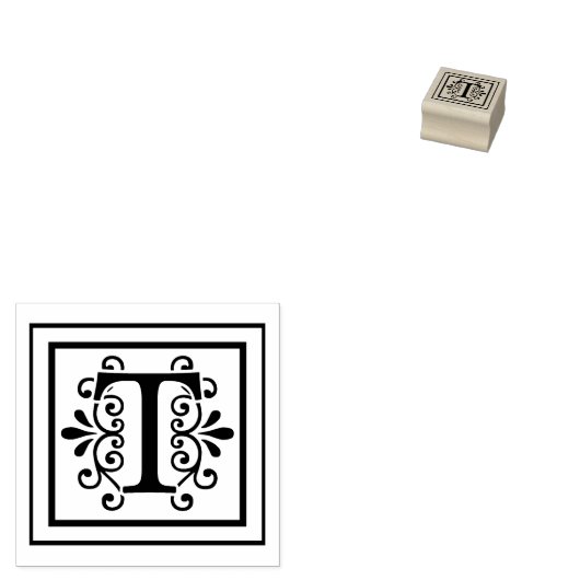 Letter T Monogram Gummistempel (Stempel)