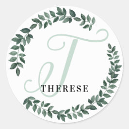 Letter T Monogram Individuelle Name Minimalistisch Runder Aufkleber