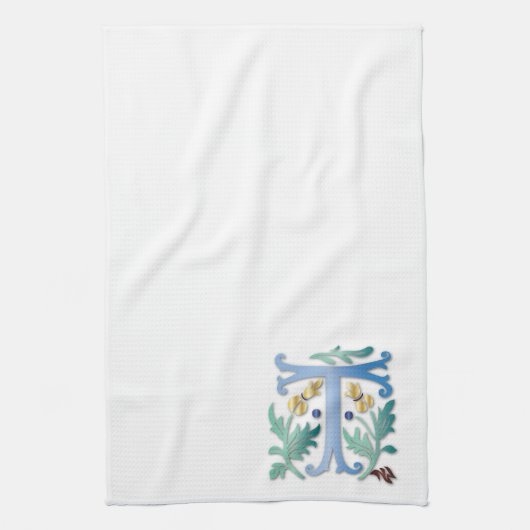 Letter T Monogram-Lilie Handtuch (Vertikal)