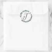 Letter T Monogram Minimalistischer botanischer Lea Runder Aufkleber (Tasche)