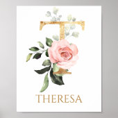 Letter T Monogram Rosa Kinderzimmer Poster (Vorne)