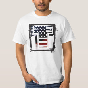 Letter T Monogram USA Flag T-Shirt