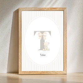 Letter T Nursery Wall Art - Custom Baby Name Print Poster