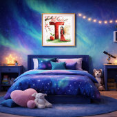 Letter T Peach Fairy Poster Chinese Alphabet Art