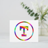 Letter T Rainbow Postkarte (Stehend Vorderseite)