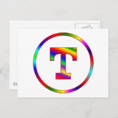 Letter T Rainbow Postkarte (Vorne/Hinten)