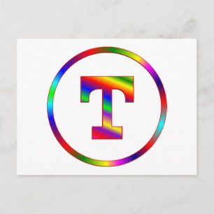 Letter T Rainbow Postkarte