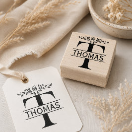 Letter T-Schmetterling-Blätter Split Monogramm Gummistempel